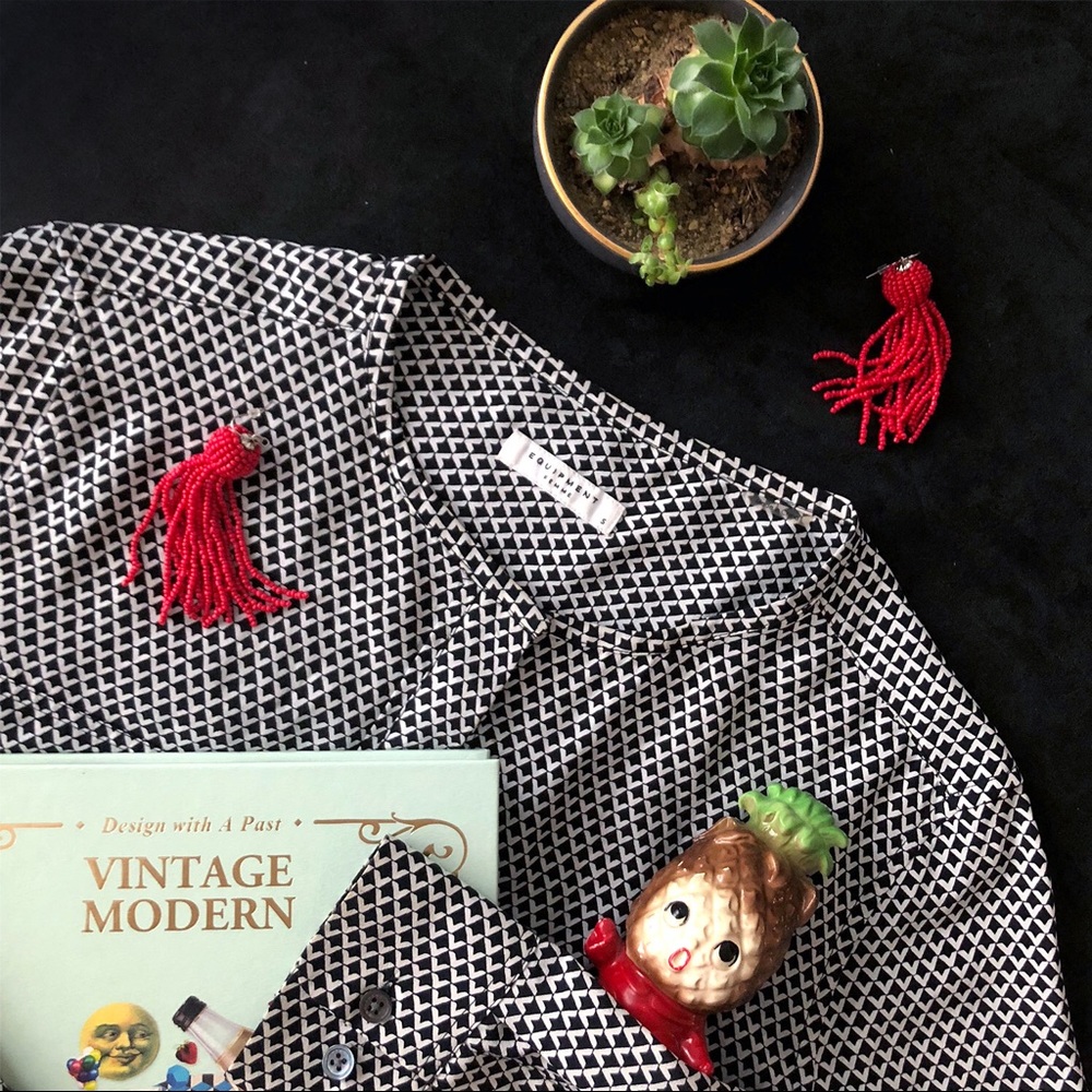 Equipment Silk Geometric Blouse